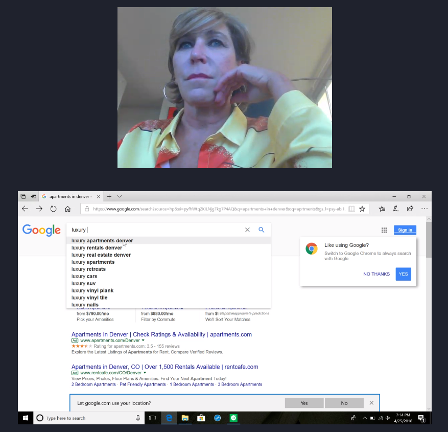 Example of a user searching for luxury apartments.