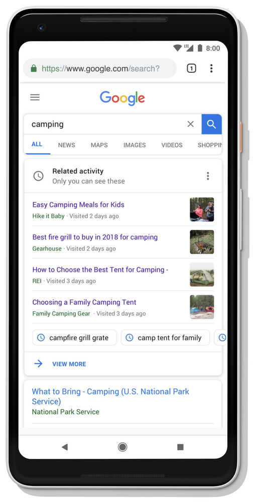 Photo credit:    https://www.seroundtable.com/google-related-activity-collections-26420.html