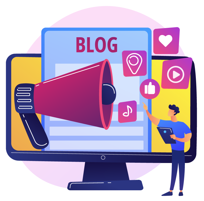illustration of a computer with a blog on it