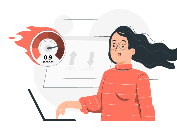 illustration of a woman enjoying a website that loads lightning-fast 