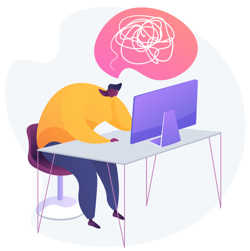 illustration of someone frustrated at a computer